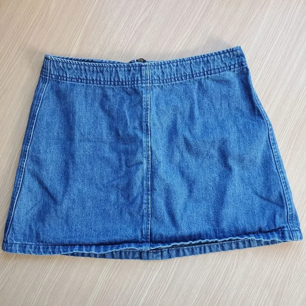 Brandy Melville 'Melville' blue denim skirt with‎ functional zipper detail sz 29